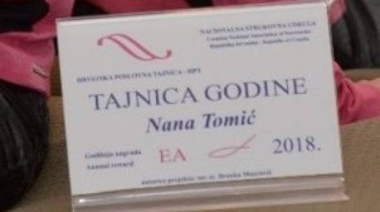 NANA TOMIĆ PREMIATA QUALE SEGRETARIA DELL’ANNO IN CROAZIA
