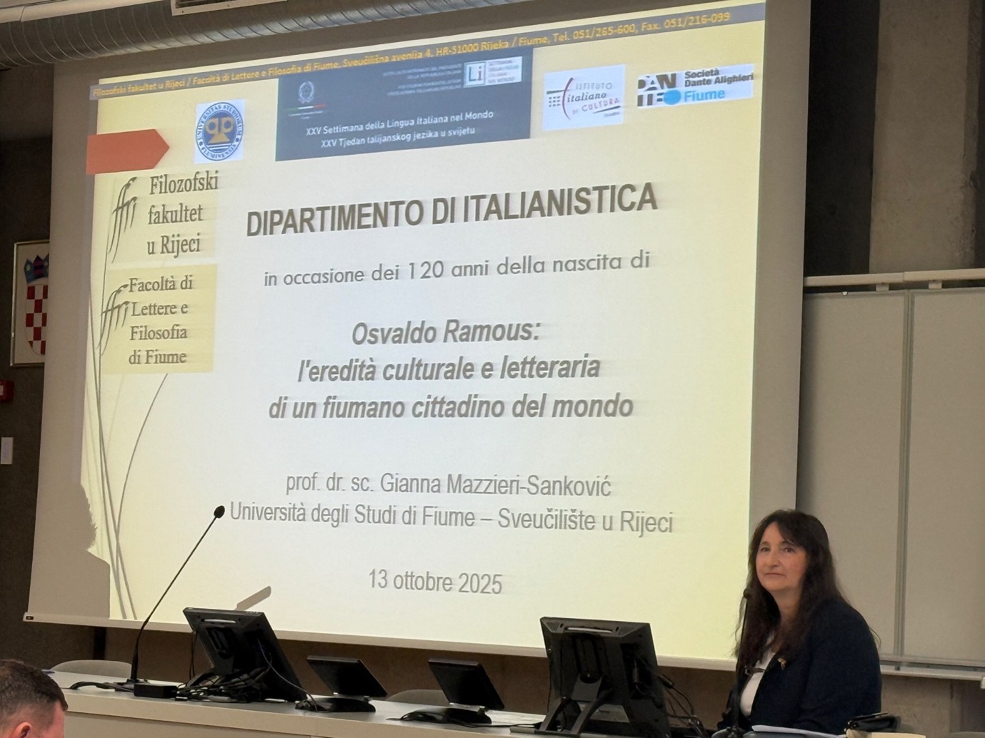 Osvaldo Ramous – lezione alla Facoltà di Lettere e Filosofia di Fiume